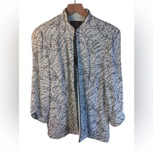 Alex Evenings Mint Green Glitter Print Patterned Twinset 3/4 Sleeves Size Large